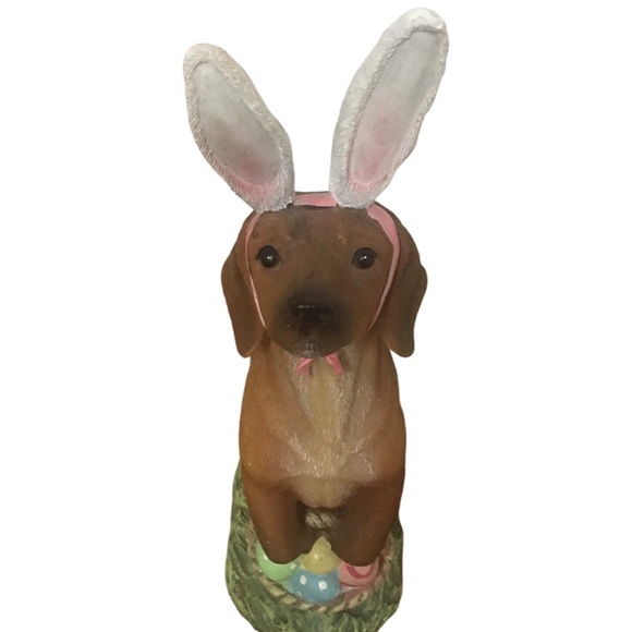 (SOLD)Dachshund With Bunny Ears Statue Figure Ready for ABSOLUTE cuteness - Picture 5 of 6